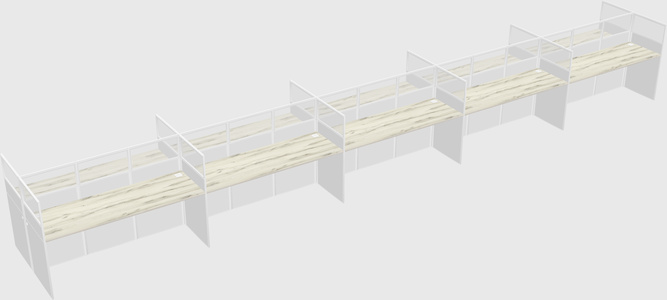 Shared rectangular cubicle