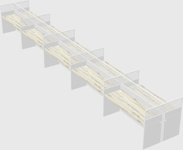 Shared rectangular cubicle