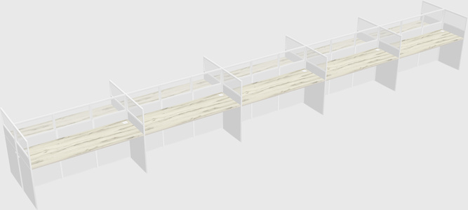 Shared rectangular cubicle