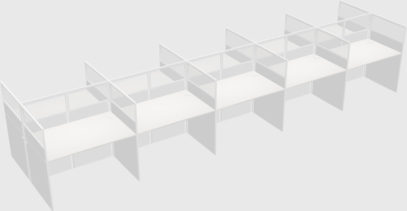 Shared rectangular cubicle