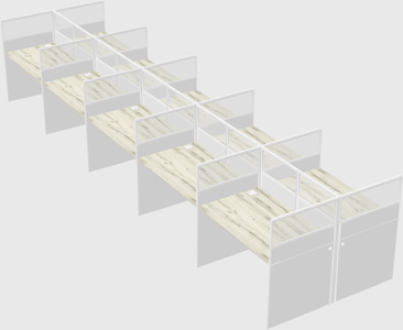 Shared rectangular cubicle