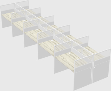 Shared rectangular cubicle