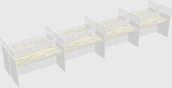 Shared rectangular cubicle