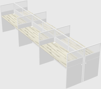 Shared rectangular cubicle