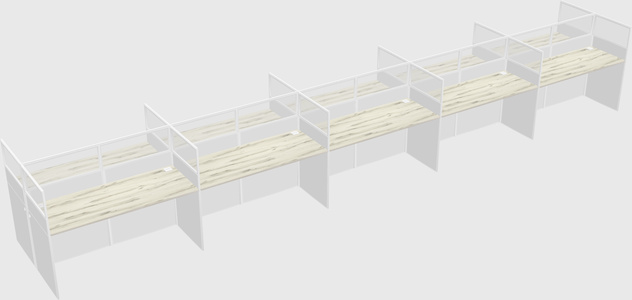 Shared rectangular cubicle