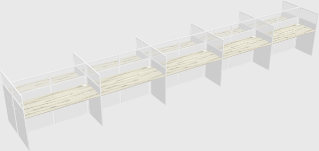 Shared rectangular cubicle