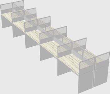 Shared rectangular cubicle