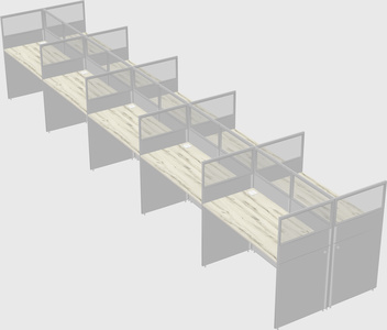 Shared rectangular cubicle