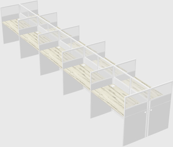Shared rectangular cubicle