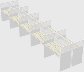 Shared rectangular cubicle