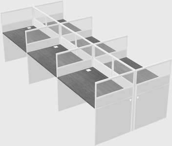 Shared rectangular cubicle