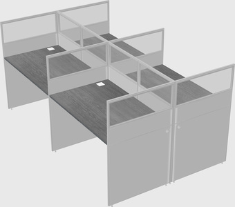 Shared rectangular cubicle