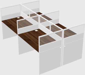 Shared rectangular cubicle