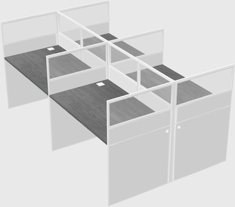 Shared rectangular cubicle