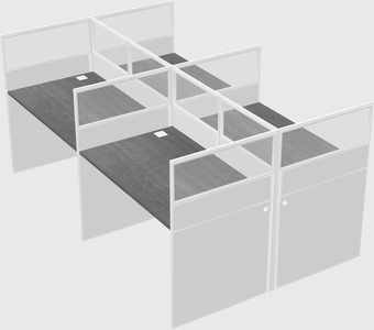 Shared rectangular cubicle