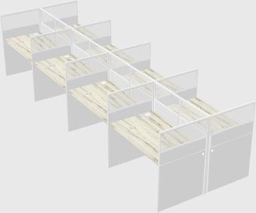 Shared rectangular cubicle