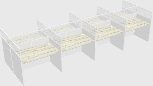 Shared rectangular cubicle