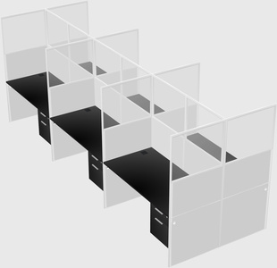 Shared rectangular cubicle