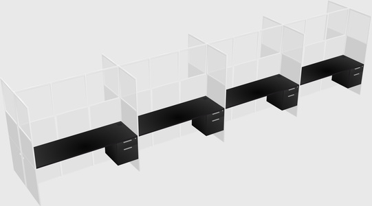 Shared rectangular cubicle