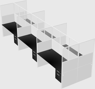 Shared rectangular cubicle