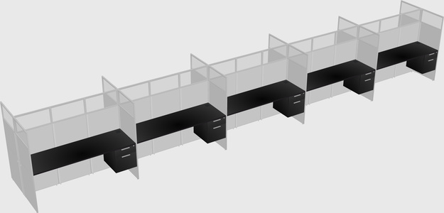 Shared rectangular cubicle