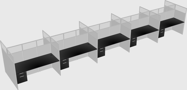 Shared rectangular cubicle