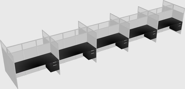 Shared rectangular cubicle
