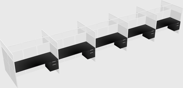 Shared rectangular cubicle