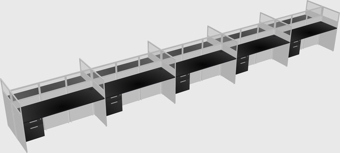 Shared rectangular cubicle