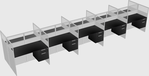 Shared rectangular cubicle