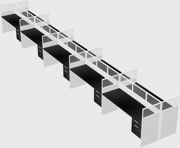Shared rectangular cubicle