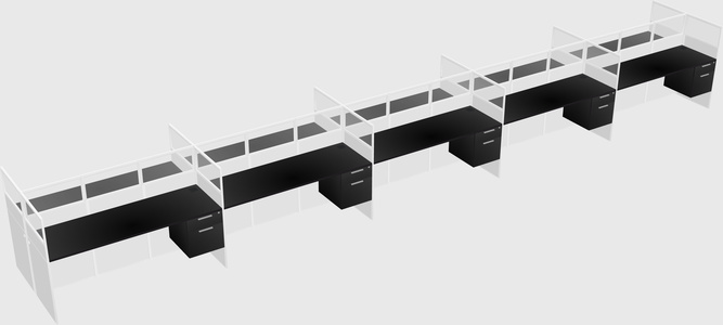 Shared rectangular cubicle