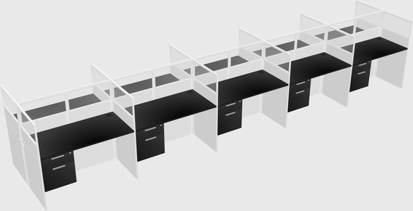 Shared rectangular cubicle