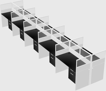 Shared rectangular cubicle