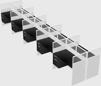Shared rectangular cubicle