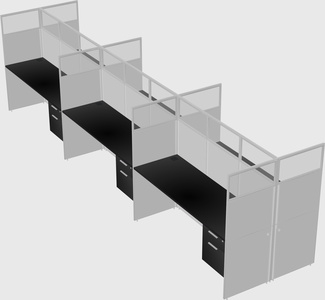 Shared rectangular cubicle