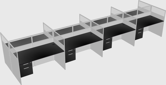 Shared rectangular cubicle