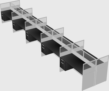 Shared rectangular cubicle