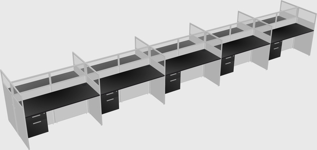 Shared rectangular cubicle