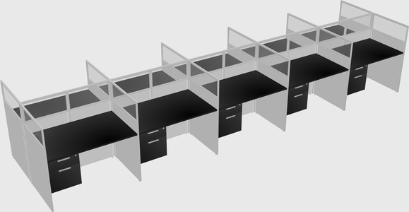 Shared rectangular cubicle