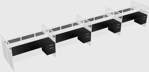 Shared rectangular cubicle