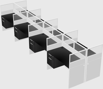 Shared rectangular cubicle