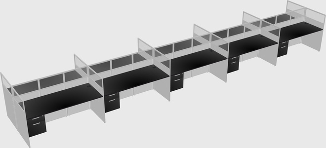 Shared rectangular cubicle
