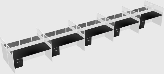 Shared rectangular cubicle