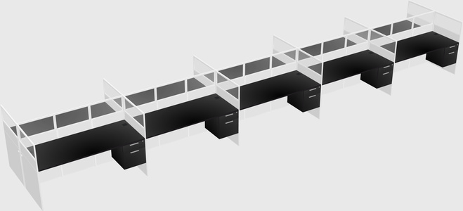 Shared rectangular cubicle