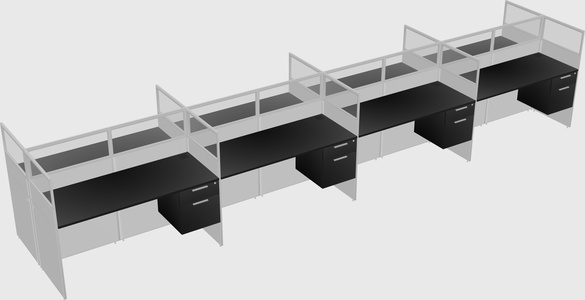 Shared rectangular cubicle