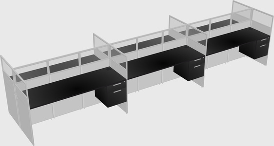 Shared rectangular cubicle
