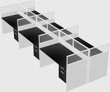 Shared rectangular cubicle