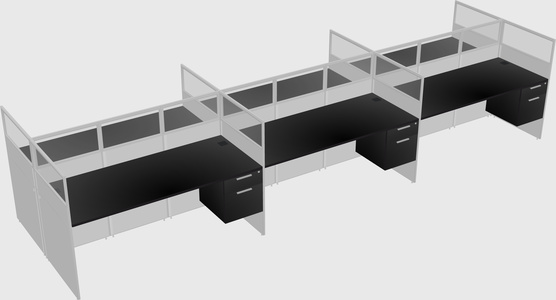 Shared rectangular cubicle