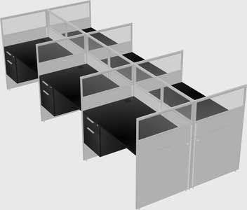 Shared rectangular cubicle
